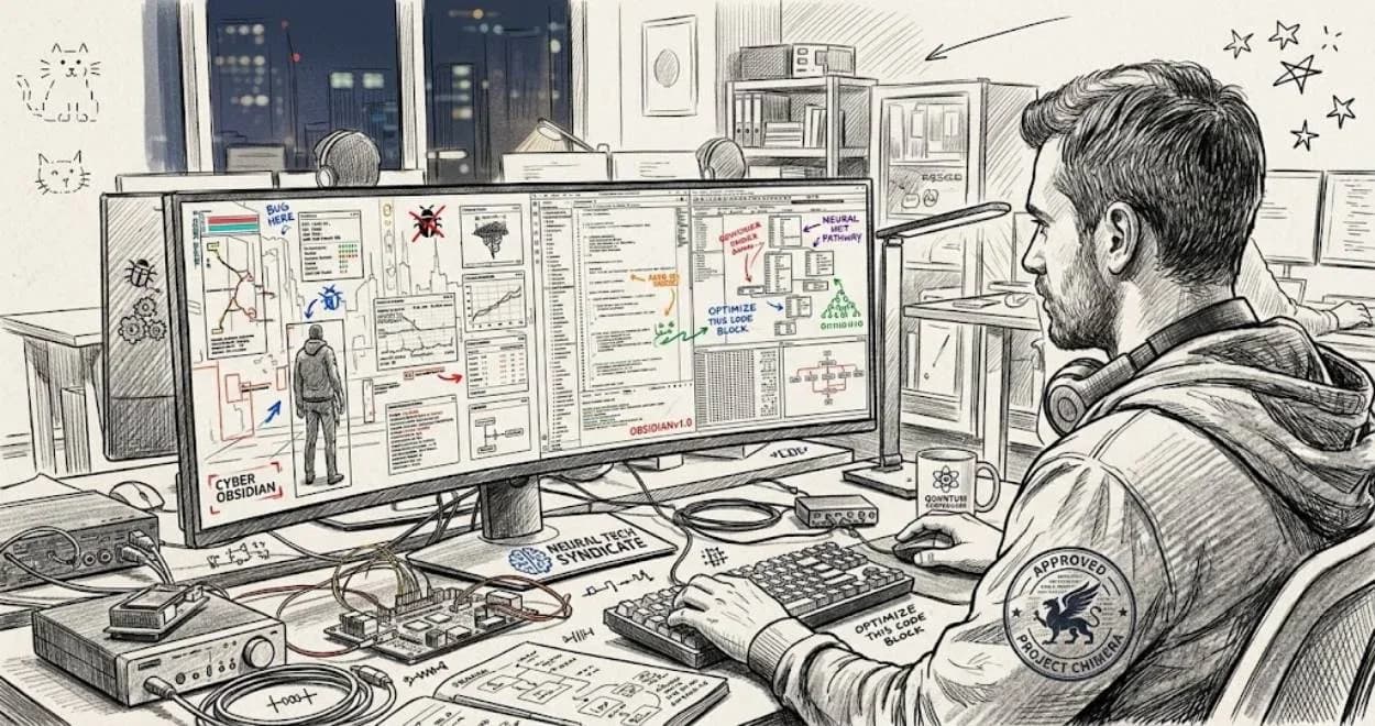 Schermo con codice di un videogioco analizzato da un'intelligenza artificiale accanto a strumenti di cybersecurity